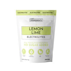 Just Ingredients Lemon Lime Electrolytes bag front for clean hydration.