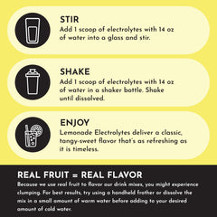 JUST INGREDIENTS Lemonade Electrolytes packaging showcases clean ingredients and simple prep.