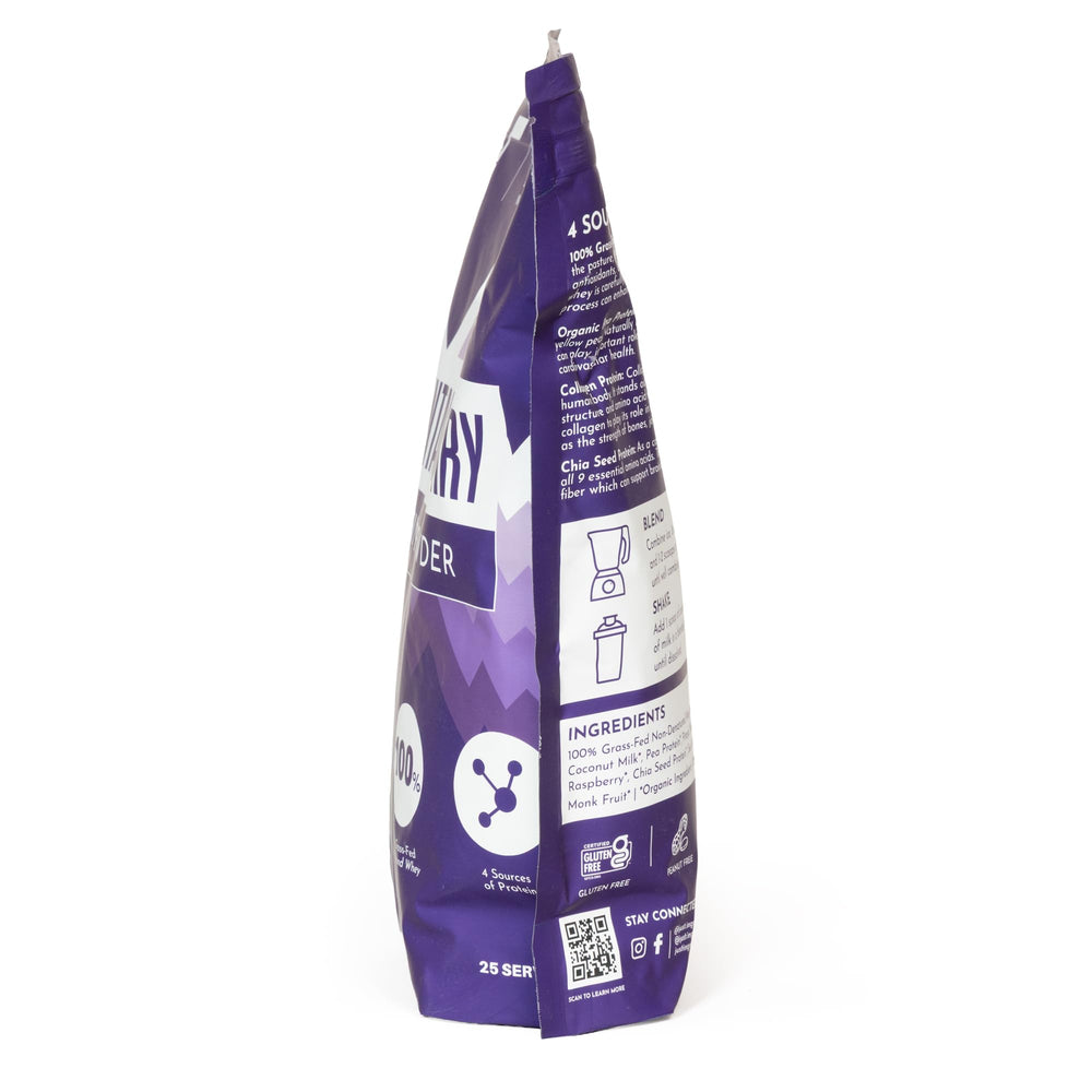 JUST INGREDIENTS Mountain Berry Protein Powder real fruit pieces add natural color and taste