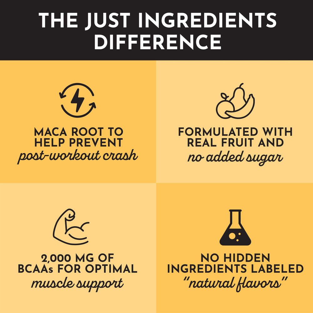 JUST INGREDIENTS Pre-Workout orange-pineapple ingredient shot features beta-alanine and citrulline malate.