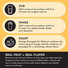 JUST INGREDIENTS Pre-Workout orange-pineapple no artificial-label emphasizes clean ingredients.