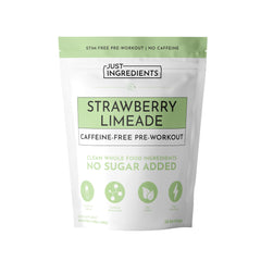 JUST INGREDIENTS Pre-Workout Strawberry Limeade bottle ready to mix for caffeine-free energy