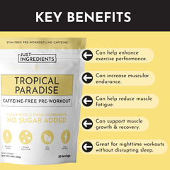 JUST INGREDIENTS Tropical Paradise label close-up highlighting clean ingredients