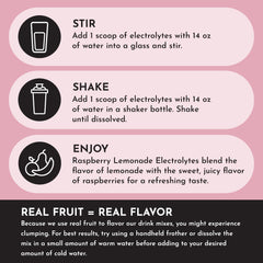 Close-up of Raspberry Lemonade Electrolytes powder showing real fruit flavor cues