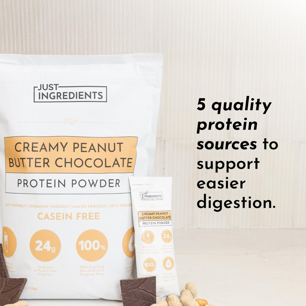 JUST INGREDIENTS ready-to-shake protein powder serving in cup