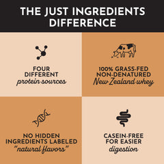 JUST INGREDIENTS Salted Caramel Protein Powder label closeup confirms clean ingredient list