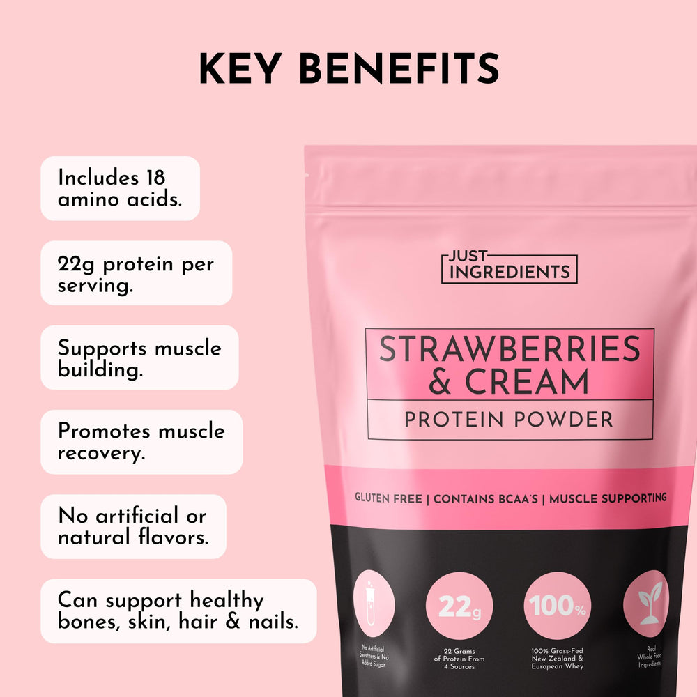 JUST INGREDIENTS Strawberries & Cream powder serving scoop for precise portions