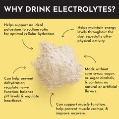 JUST INGREDIENTS Tropical Paradise Electrolytes glass with ice highlights coconut flavor.