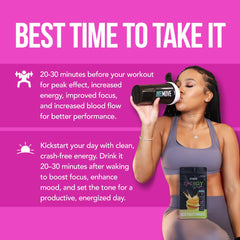 Just Move Fruit Punch Energy Rush label closeup showing 0 calories and plant-based formula
