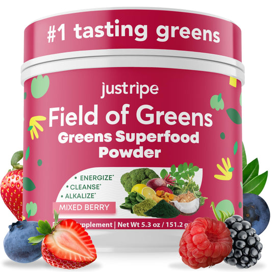 Just Ripe Field of Greens mixed berry powder for a refreshing daily boost.