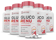 Justified Laboratories Gluco Renu bottle pour showing easy daily dosing