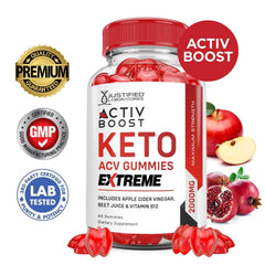 Justified Labs ActivBoost Keto ACV Gummies infused with beet juice for vibrant color