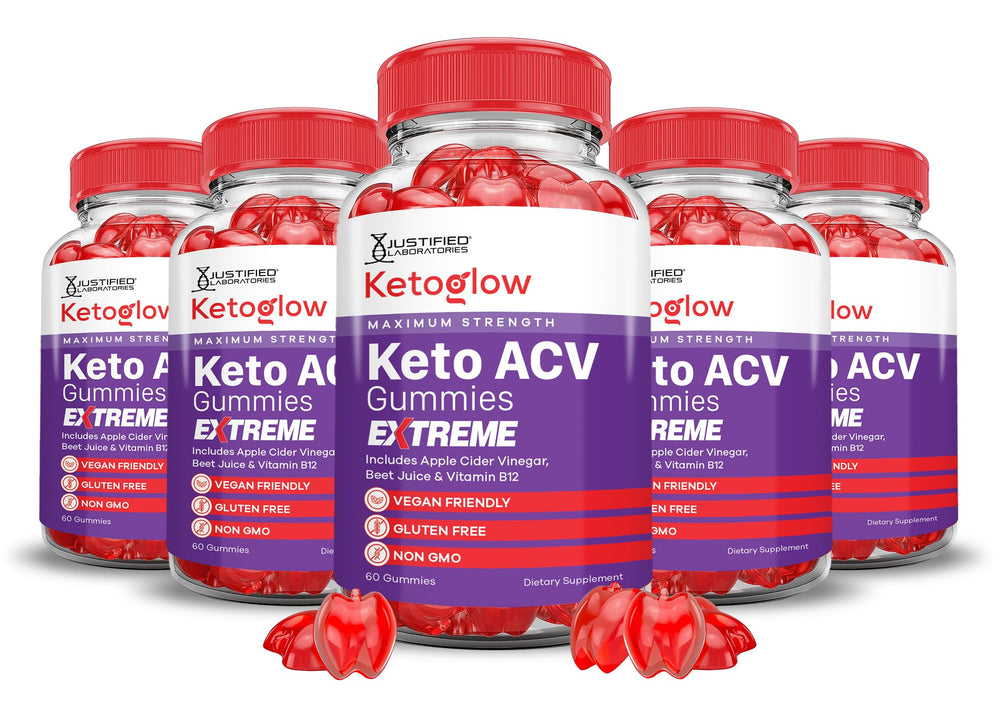 Justified Laboratories Keto Glow ACV Gummies bottle showcasing convenient daily use.