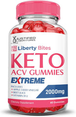 Justified Laboratories Liberty Bites Keto ACV Gummies packaging front highlighting vegan and non-GMO.