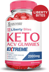 Justified Laboratories Liberty Bites Keto ACV Gummies close-up of chewy texture from pectin base.