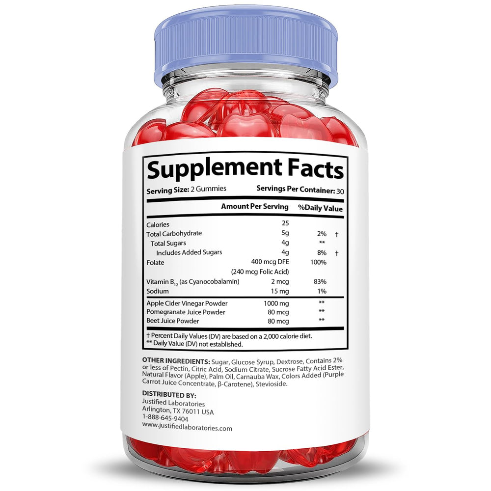 Justified Laboratories Microbio Keto ACV Gummies three-pack box on shelf.