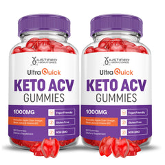 Justified Laboratories Ultra Quick Keto ACV gummies bottle front for convenient daily nutrition