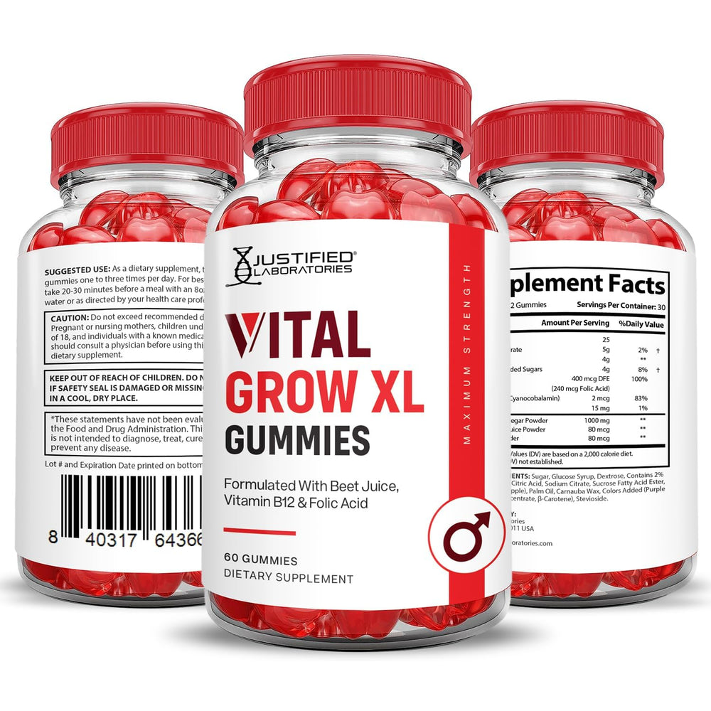 Justified Laboratories Vital Grow XL gummies tasting scene conveys delicious flavor.