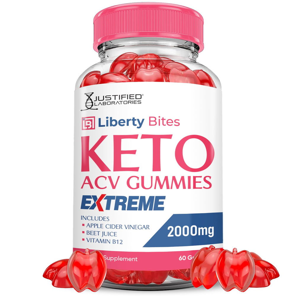 Justified Laboratories Liberty Bites Keto ACV Gummies bottle pour for easy daily wellness.