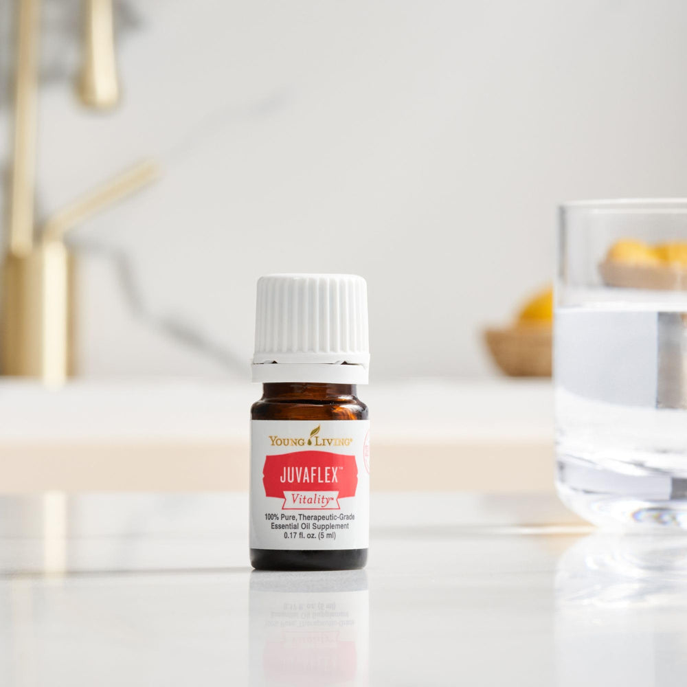 JuvaFlex Vitality label closeup highlights the natural blend for daily nourishment