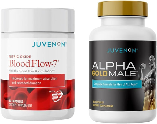 Juvenon Bloodflow bottle front promoting healthy circulation and daily energy