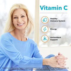 Ingredient panel featuring vitamin C and chelated zinc with antioxidant benefits.