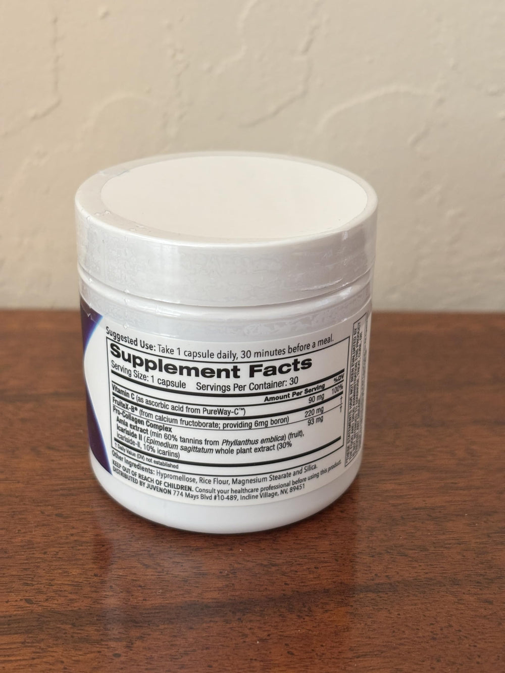 Juvenon NuvoFlex jar with capsules—full 30-day supply.