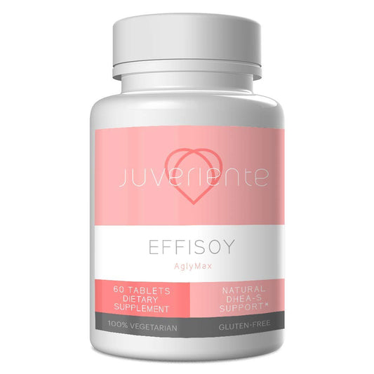 Juveriente Effisoy AM/PM bottle front for menopause support in daily routine