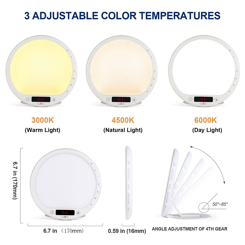 JUXLamp three color temperatures: cool, natural, and warm.