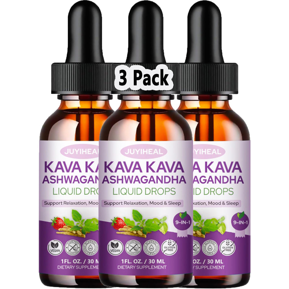 JUYIHEAL Kava Kava Drops bottle front in a three-pack for calm moments