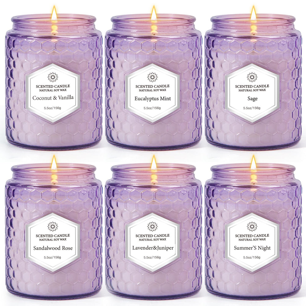 JXDLSQ six pack aromatherapy candles in packaging for gifting and mood enhancement.