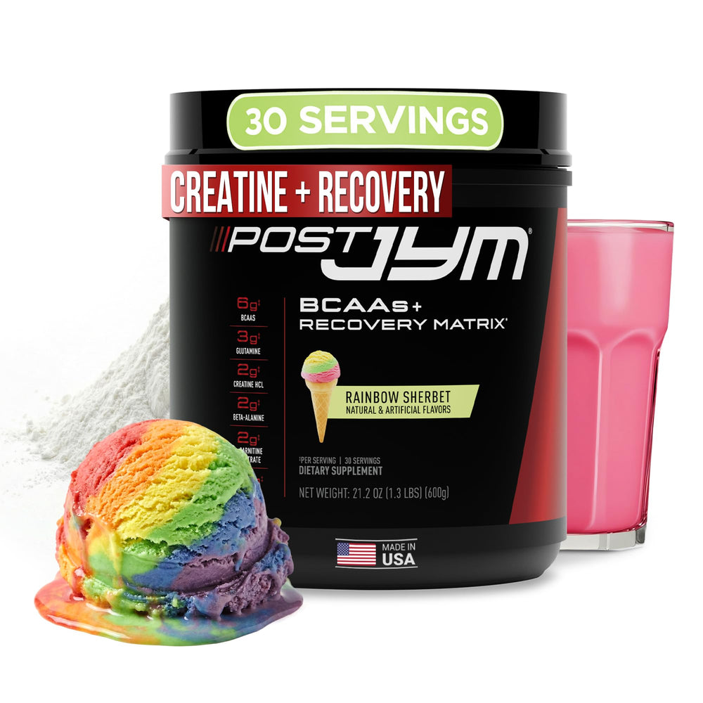 JYM Post JYM Rainbow Sherbet tub ready for post-workout recovery