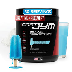 JYM Post JYM Blue Arctic Freeze tub ready for post-workout recovery.
