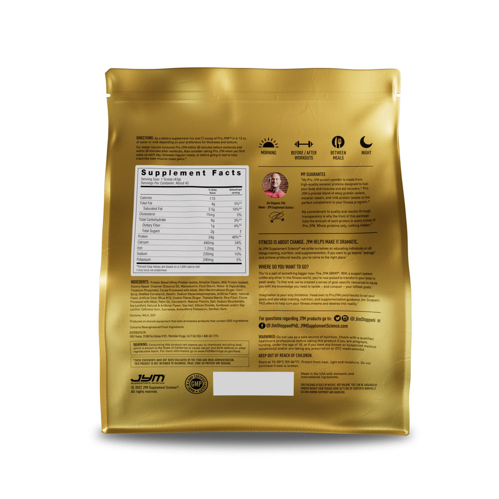 Close-up of the Rocky Road label with clear protein blend details