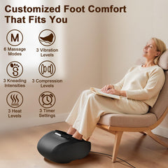 JZBRAIN foot massager heat settings show soothing warmth options for tired feet.