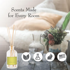 K. Hall Designs Lemon Sage reed sticks saturate for even scent diffusion throughout the room.