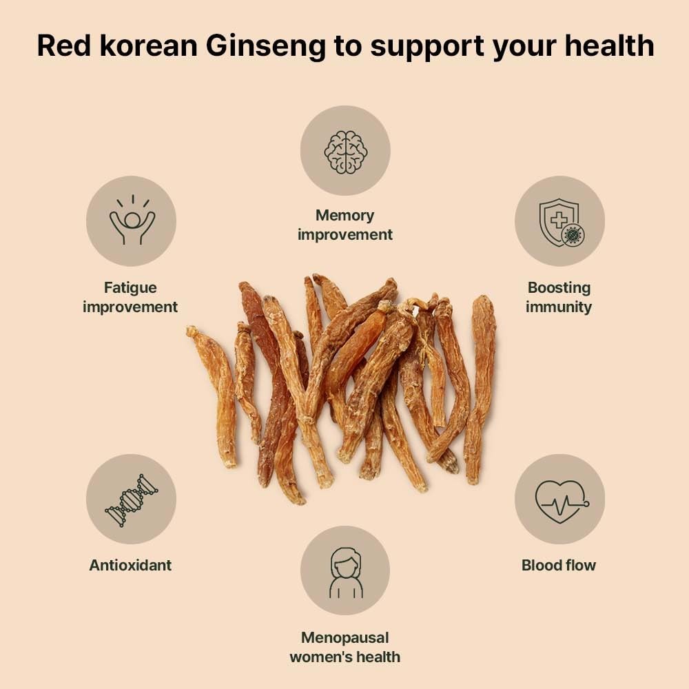 K-Herb red ginseng stick with label close-up emphasizing premium ingredients.