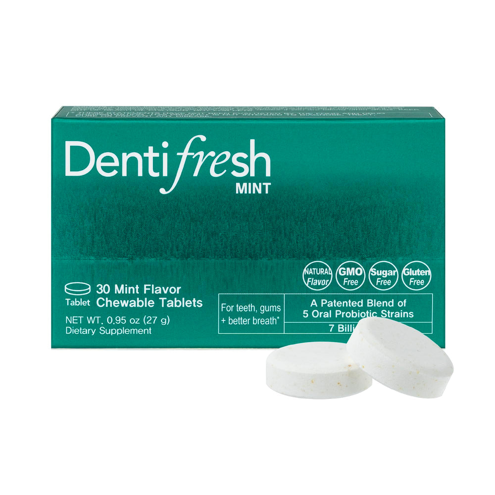 K-NUTRA Dentifresh Mint box with compact 30-tablet pack for on-the-go freshness