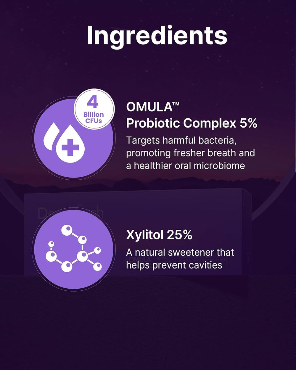 K-NUTRA Dentifresh Xylitol Tabs Grape double-layer packaging protecting potency from light and moisture