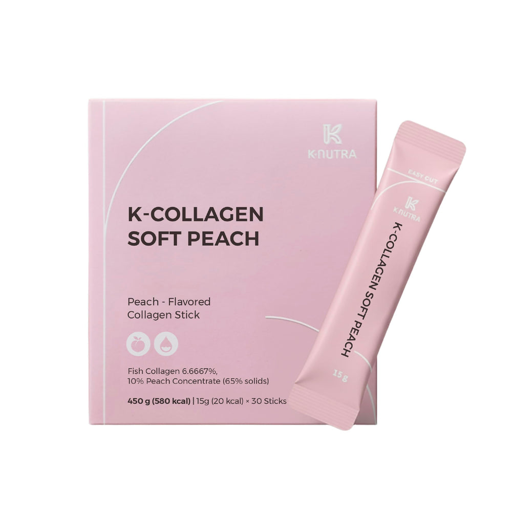 K-NUTRA K-Collagen Soft Peach stick for on-the-go beauty support and easy dosing.