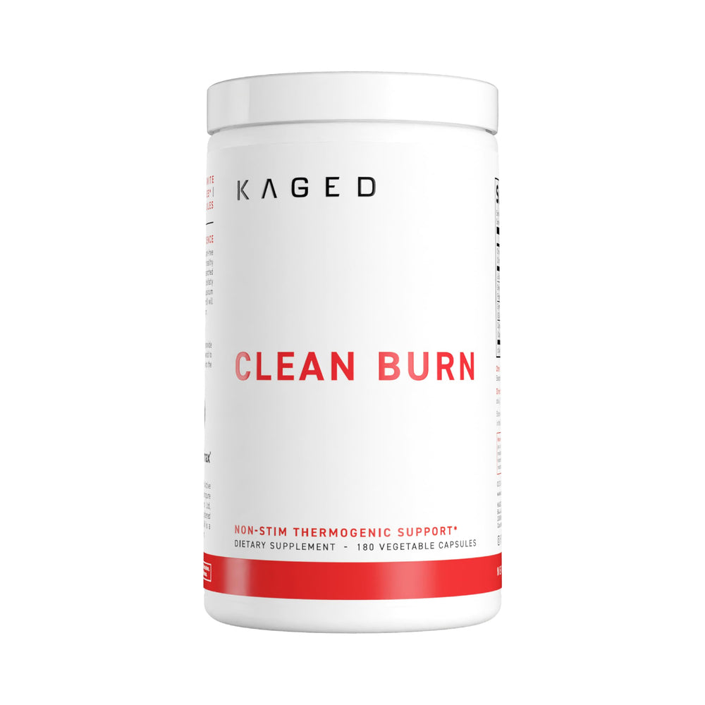 Kaged Clean Burn capsules bottle for convenient daily weight management support.