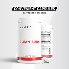 View of Kaged Clean Burn ingredients label suggesting science-backed components.