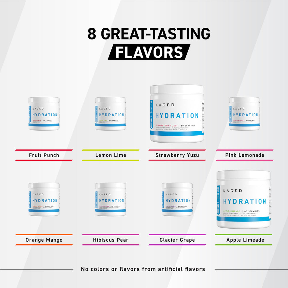 KAGED Daily Hydration electrolytes label features five key minerals for balance.