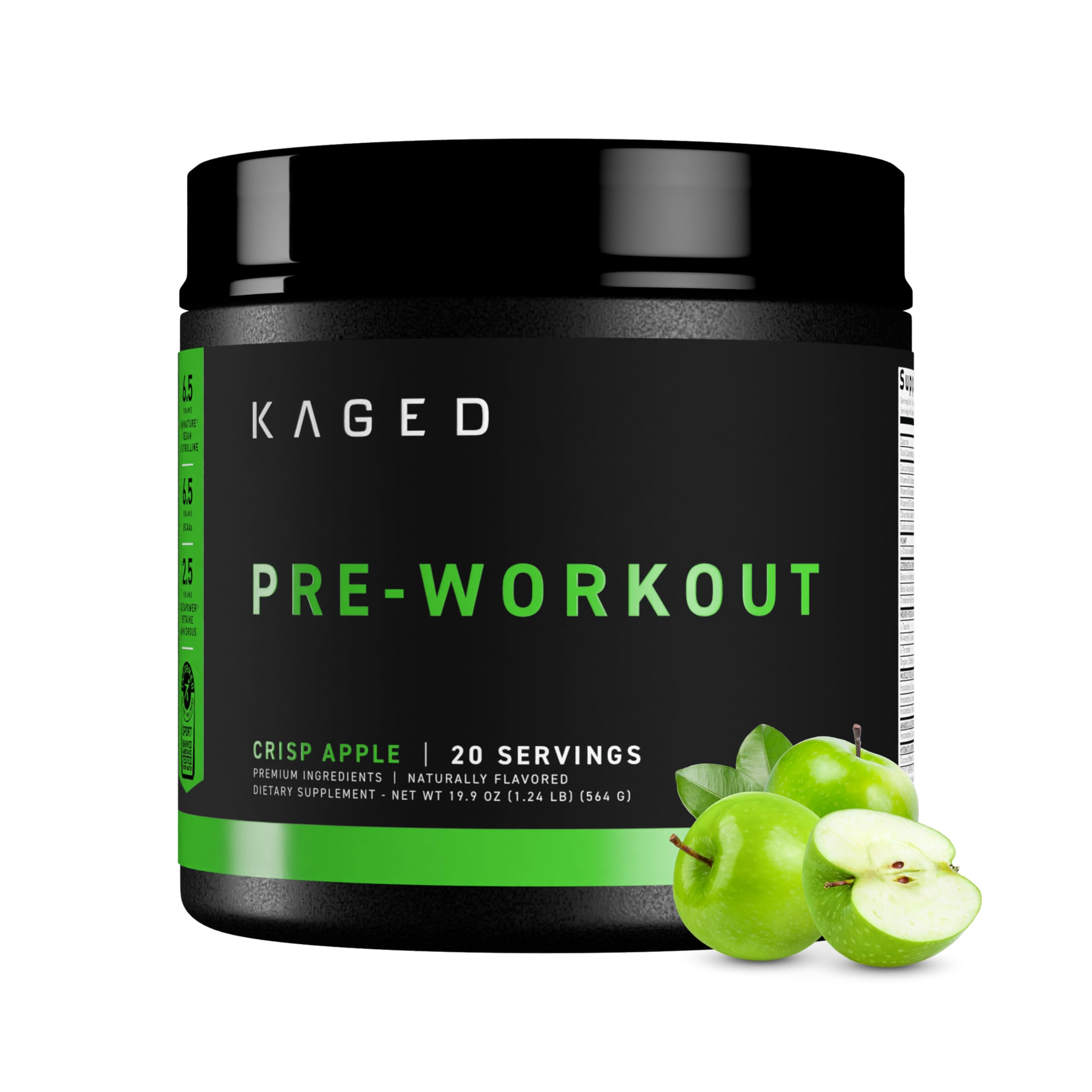 Kaged Krisp Apple Pre-Kaged bottle ready for pre-workout energy.