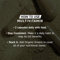 Kaged Multivitamin label highlights 21 essential vitamins and minerals.