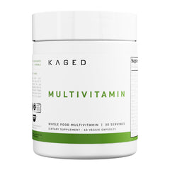 Kaged Multivitamin Capsules bottle for daily plant-based nutrition.