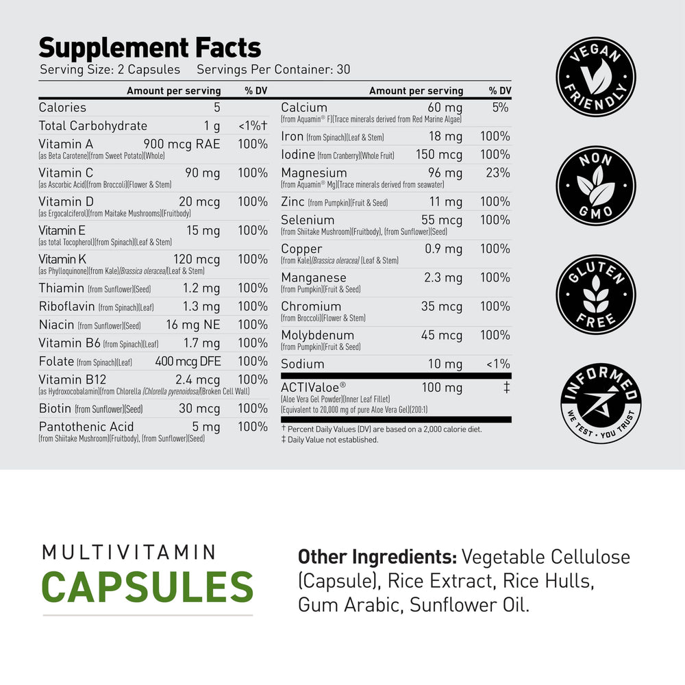 Kaged Multivitamin fruit-and-veg imagery emphasizes real organic ingredients.