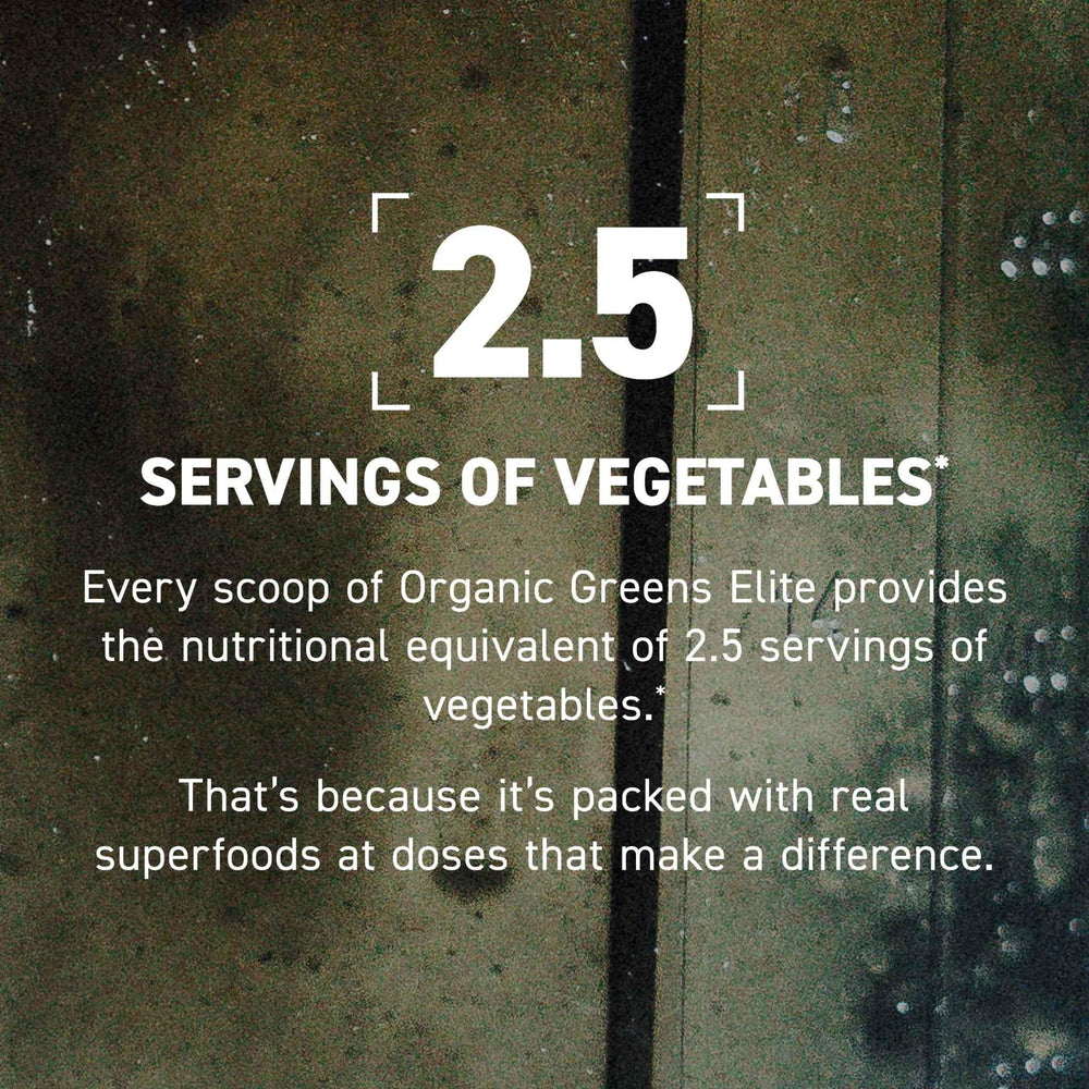 Kaged Organic Greens Elite powder dissolving in water for a smooth berry drink.