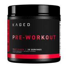 Kaged Pre-Workout Fruit Punch tub ready for intense training sessions.