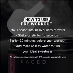 Kaged Original Pre Workout Orange Crush serving scene suggests strong workout focus.